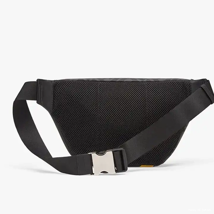 Cheap HOT FF Fabric Black In Fendi Motif Yellow Belt Bag 0629